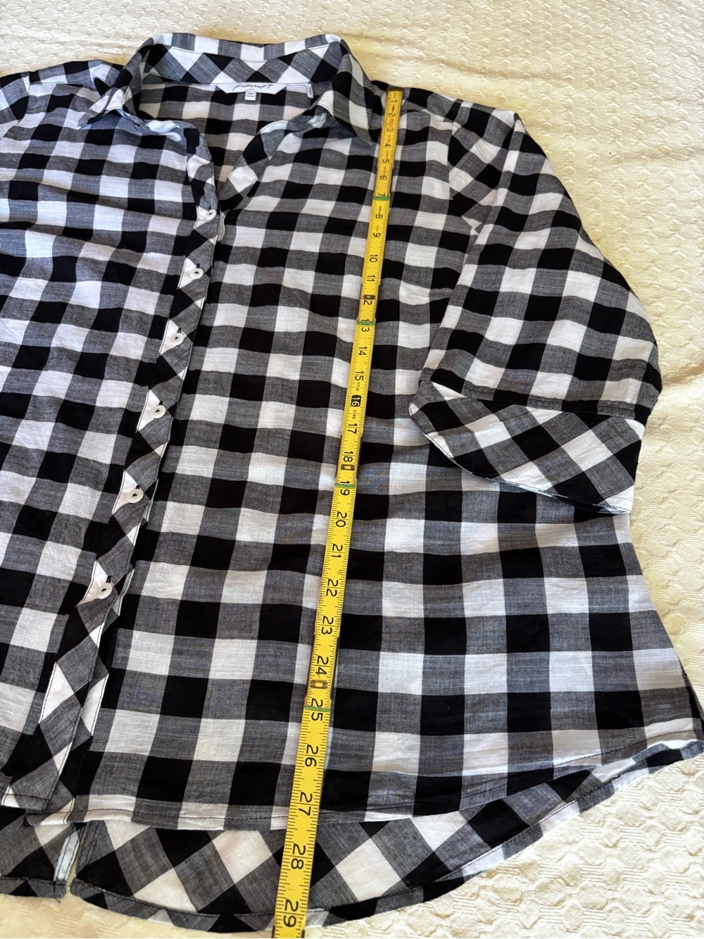 Foxcroft Black and White Check Button-Front Blouse - Picture 7 of 11
